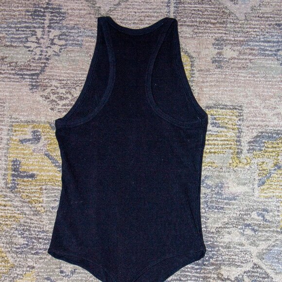 Black Ribbed Racerback Bodysuit, Abercrombie & Fitch, Size L - Picture 6 of 7